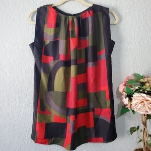 Zara Abstract Red and Green Blouse